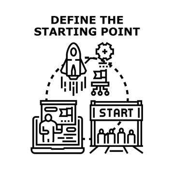 Defining the starting point for business project development Stock Illustration