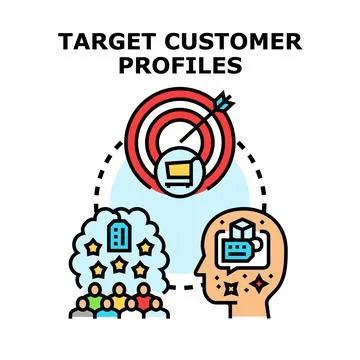 Defining target customer profiles for marketing strategy Stock Illustration