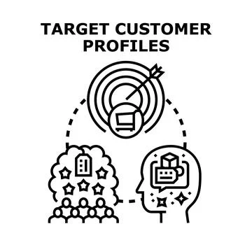 Defining target customer profiles for marketing strategy Stock Illustration
