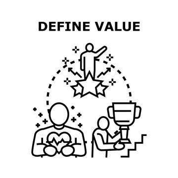 Defining value concept with success and health elements Illustrazione stock