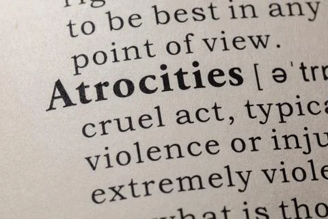 Definition of atrocities Stock Photos