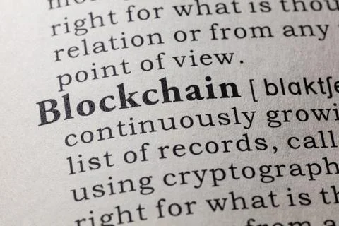Definition of blockchain Stock Photos