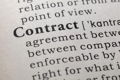 Definition of contract Stock Photos