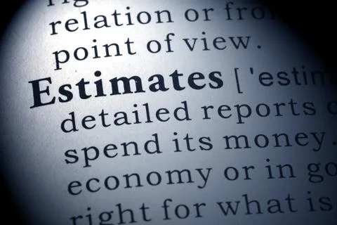 Definition of estimates Stock Photos