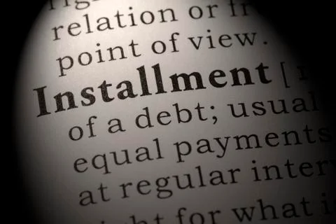 Definition of installment Fotos Stock