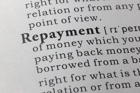 Definition of repayment 스톡 사진