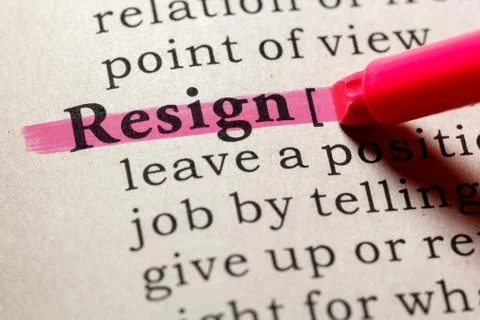Definition of resign Stock Photos