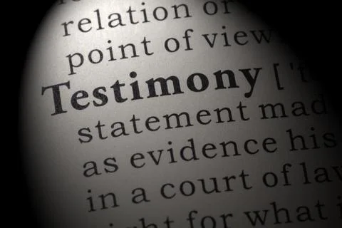 Definition of testimony Stock Photos
