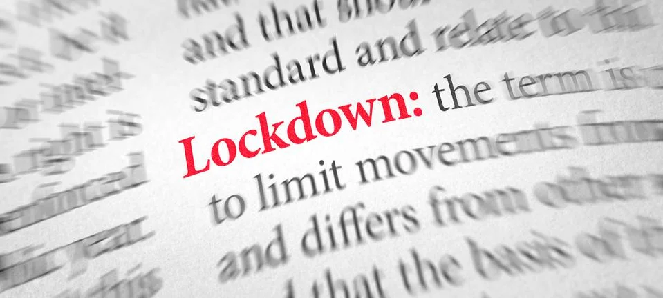 Definition of the word Lockdown in a dictionary Stock Illustration