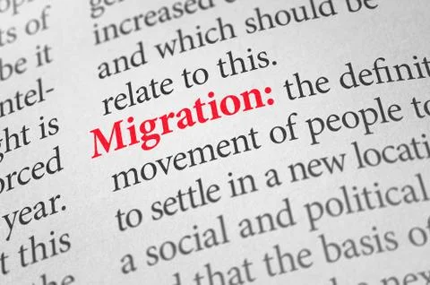 Definition of the word Migration in a dictionary Stock-Fotos