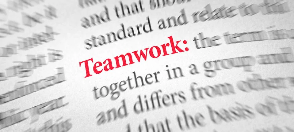 Definition of the word Teamwork in a dictionary Stock Illustration