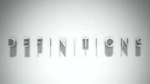 Definitions 3D title animation with shadows on a white background Stock Footage 296521108
