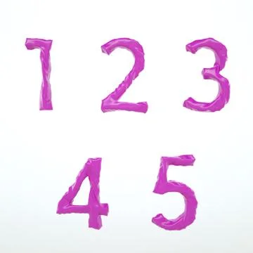 Deflated Plastic Amorph Font Set of Numbers 1 2 3 4 5 With Isolated Backgroun 스톡 일러스트