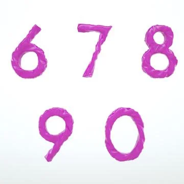 Deflated Plastic Amorph Font Set of Numbers 6 7 8 9 0 With Isolated Backgroun 스톡 일러스트