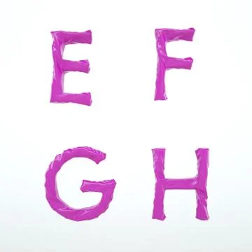 Deflated Plastic Amorph Font Set of Letters E F G H With Isolated Background 스톡 일러스트
