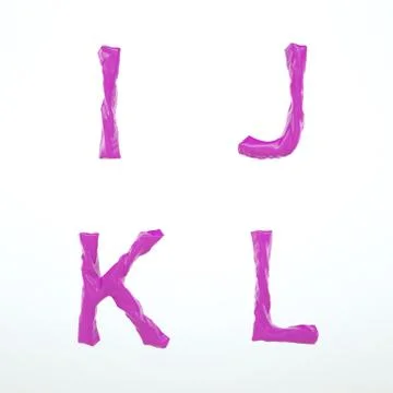 Deflated Plastic Amorph Font Set of Letters I J K L With Isolated Background Stock Illustration