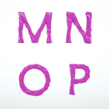 Deflated Plastic Amorph Font Set of Letters M N O P With Isolated Background 스톡 일러스트
