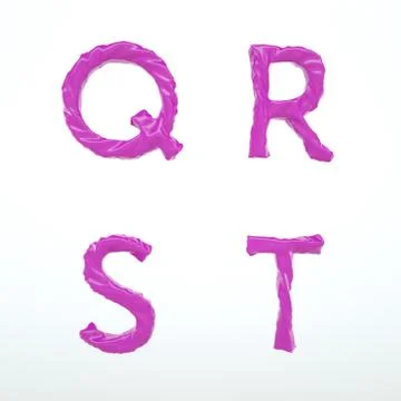Deflated Plastic Amorph Font Set of Letters Q R S T With Isolated Background 스톡 일러스트