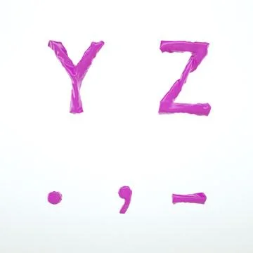 Deflated Plastic Amorph Font Set of Letters Y Z Dot Comma Dash With Isolated 스톡 일러스트
