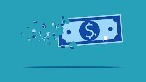 Deflation and inflation. lost the value of money during the financial crisis Stock Illustration