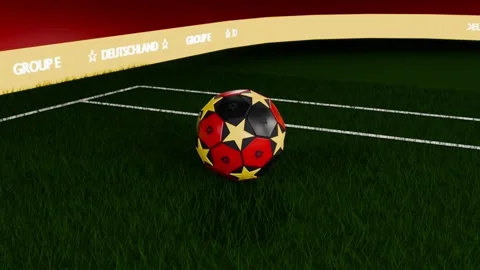 Deflecting crossbar sending starred ball dropping then settling in penalty box Stock Footage 333286192