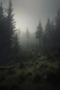 Defocus abstract background of the forest. mystical morning mist over the f.. Stock Photos