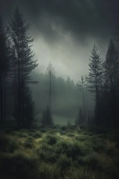 Defocus abstract background of the forest. mystical morning mist over the f.. Stock Photos