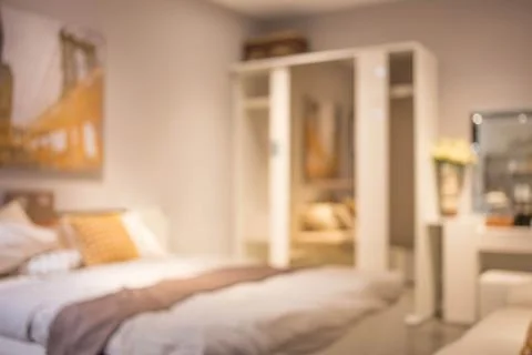 Defocus background of bedroom interior Stock Photos