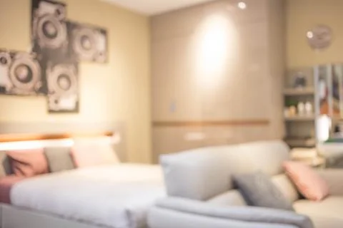 Defocus background of bedroom interior Stock Photos