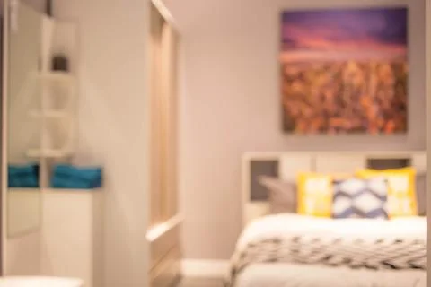 Defocus background of bedroom interior Stock Photos