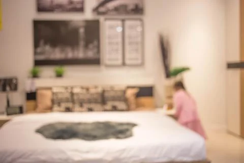 Defocus background of bedroom interior Stock Photos