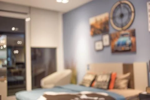 Defocus background of bedroom interior Stock Photos