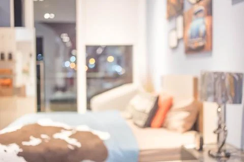 Defocus background of bedroom interior Stock Photos