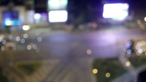 Defocus blur of aerial night view of building street traffic cityscape. Stock Footage 78603121
