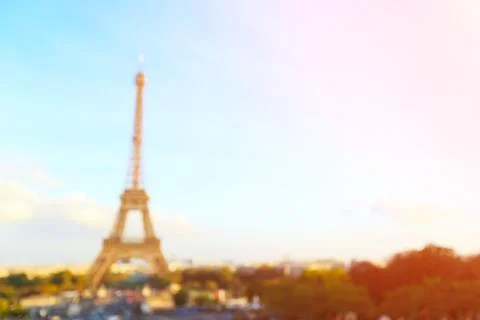 Defocus bokeh blurred eiffel tower Stock Photos