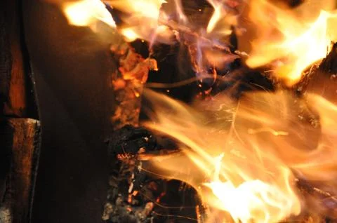 Defocus burning campfire texture Stock Photos