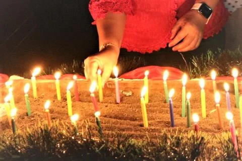 Defocus candle light dot Foto stock