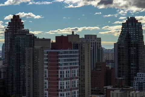 Defocus Clouds Cityscape (One of Two) Stock Footage 223060123