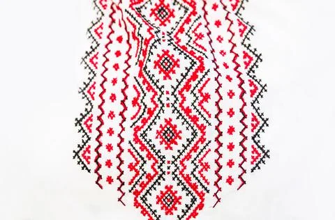 Defocus emboidery ukrainian pattern background. Ukrainian ornament. Ornaments Фото