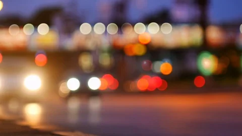 Defocus Flare night lights - intersection traffic Stock Footage 73454042