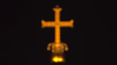 Defocus to Focus on Centered Alexander Nevsky Dome Cross Stock Footage 342760814