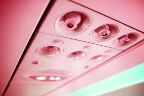 Defocus interior of the passenger airplane Stock Photos