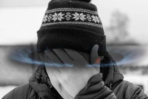Defocus man hiding face. Increase in the cost of gas bill. Soaring energy pri Stock Photos