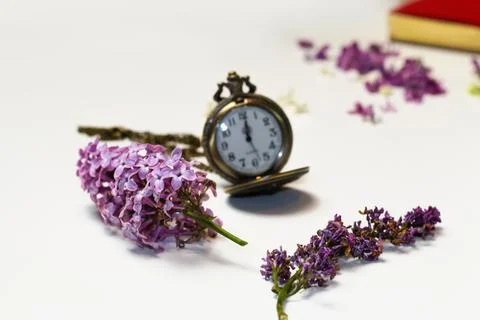 Defocus old watch. Concept of passing away, the clock breaks down into pieces Stock Photos