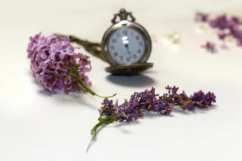 Defocus old watch. Concept of passing away, the clock breaks down into pieces Foto stock