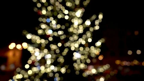Defocus scene of Christmas tree lights. Vídeo Stock 69324394