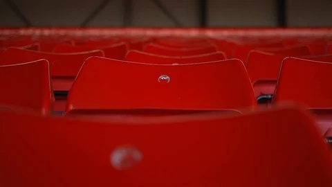 Defocus shot on stadium seating on the Kop - Anfield, Liverpool football club 動画素材 124607987