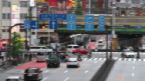 Defocus Timelapse of Crowd of commuter crossing street at busy intersection Stock-Footage 187734891