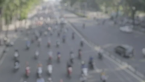 Defocus of urban infrastructure problem, traffic congestion Asia Stock Footage 120638878