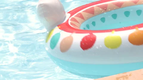 Defocused 4k real time kids are having fun in pool water Video stock 204858926